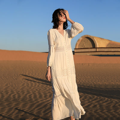 Vestido Retro Cuello V para Mujer - Estilo Clásico y Elegante - Image 8