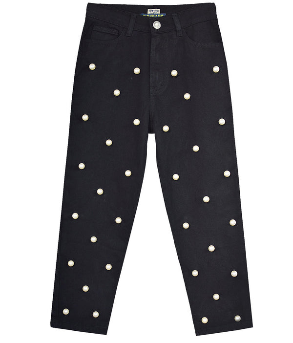 Pantalón Denim Ancho de Cintura Alta Recto