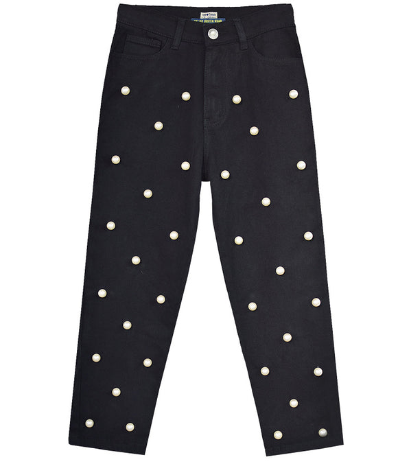 Pantalón Denim Ancho de Cintura Alta Recto