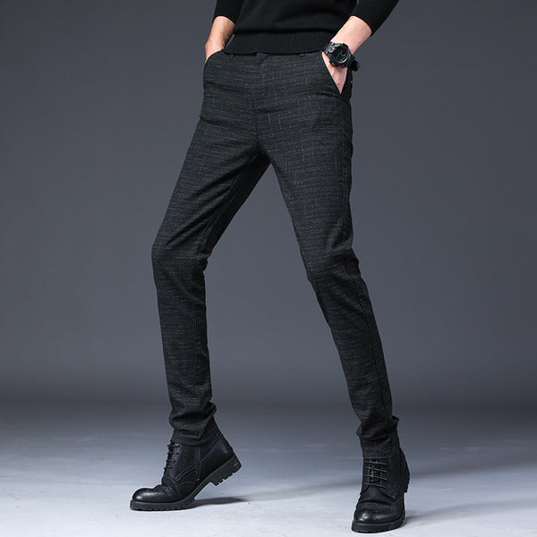 Pantalones Casuales Hombre Slim Fit Microelásticos Estilo Coreano