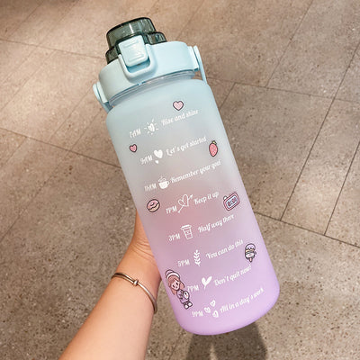 Botella de Agua Reutilizable 2L con Marcas de Hidratación y Popote - Image 12