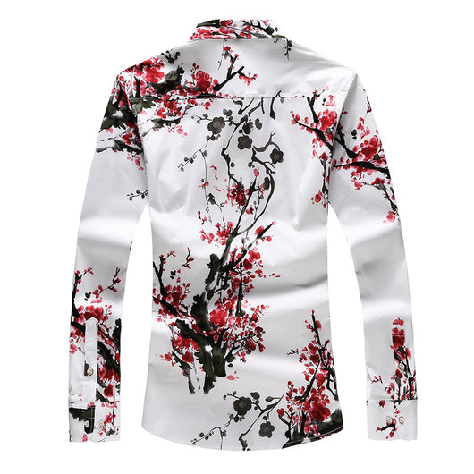Camisa de Satén Floral Manga Larga Ajustada Talla Grande para Hombre - Image 10