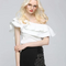 Blusa Hombro Descubierto con Cuello Diagonal y Volantes