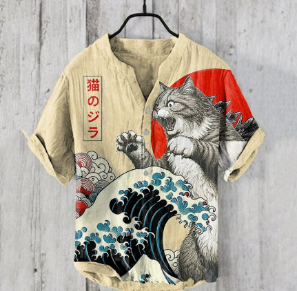 Camisa de Verano Talla Grande para Hombre con Tres Botones - Image 3