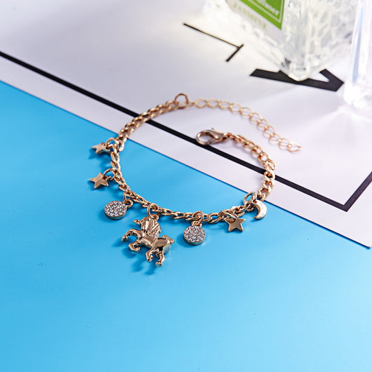 Pulsera de Charms Unicornio Plata y Oro con Luna y Estrellas - Regalo Anime para Niñas y Mujeres - Image 7