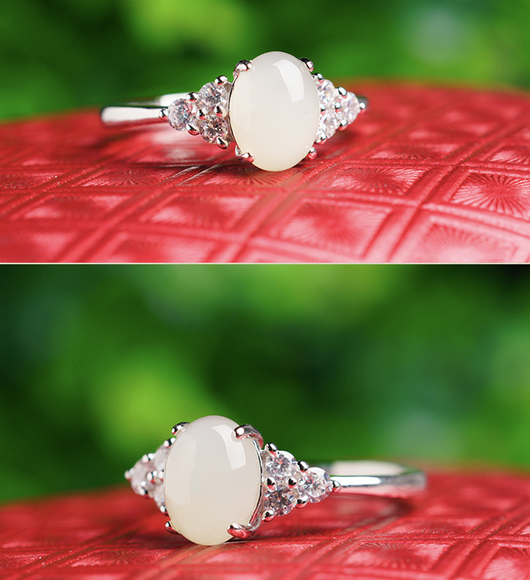 Anillo Ajustable de Piedra de Luna y Jade en Plata 925 - Image 4