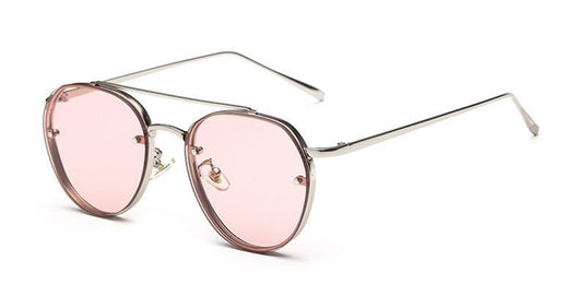 Pilot sunglasses for ladies with silver metal frames and light green gradient lenses, shown on a white background. - Image 6