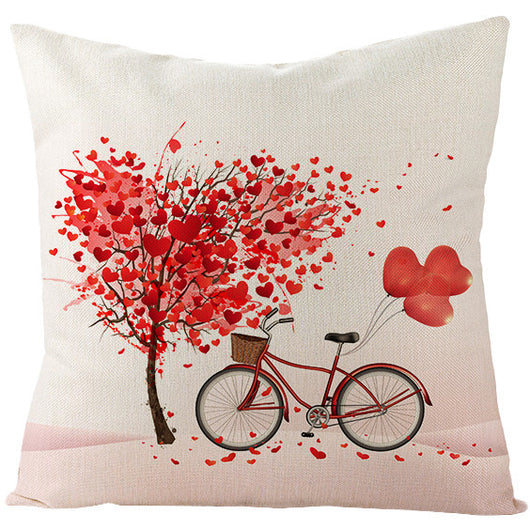 Funda de Almohada de Lino Rojo Corazón para San Valentín - Image 14