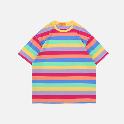 Camiseta Suelta de Rayas para Mujer - Manga Corta Verano - Image 5