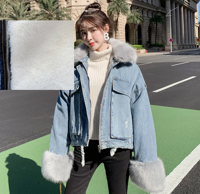 Chaqueta Denim Dos Piezas con Cuello de Conejo Desmontable - Image 10