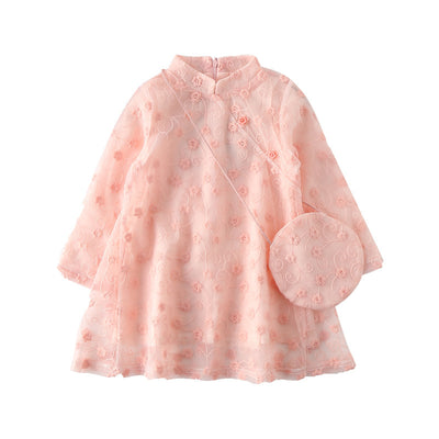 Vestido Cheongsam Largo para Niñas - Disfraz Tradicional Elegante
