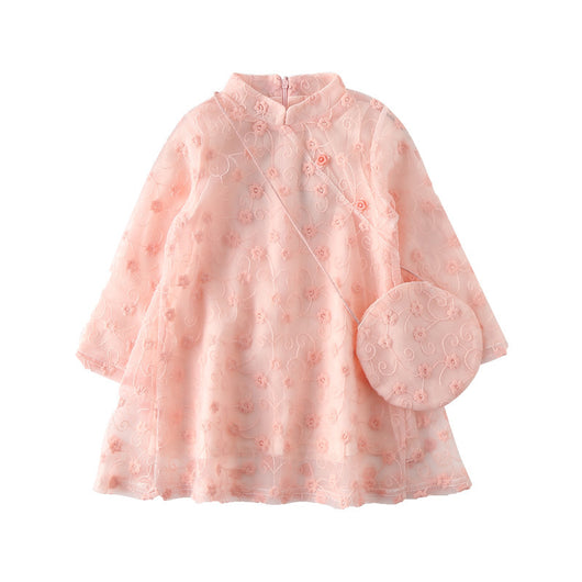Vestido Cheongsam Largo para Niñas - Disfraz Tradicional Elegante