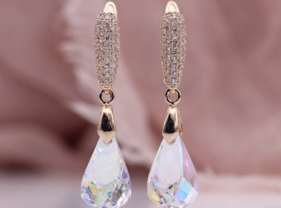 Aretes de Cristal Austriaco Champagne para Mujer - Image 5