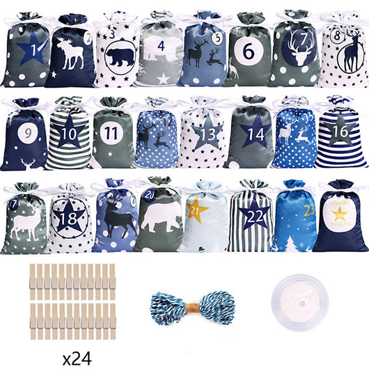 Set de Bolsas de Regalo Calendario Navideño en Satén - Image 6
