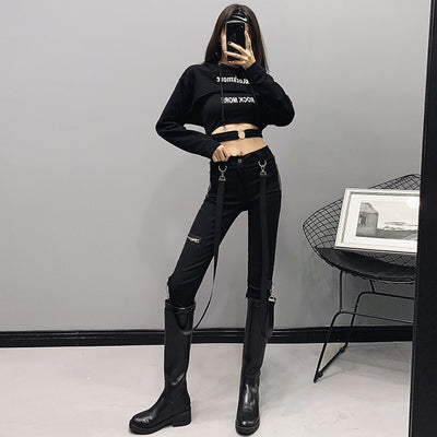 Pantalones Negros Cintura Alta Elásticos Ajustados para Mujer - Image 4