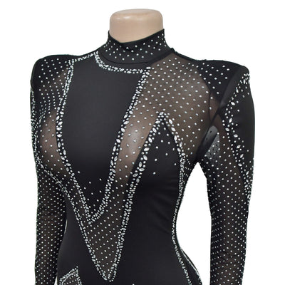 Jumpsuit Elegante de Malla con Strass y Mangas Largas - Image 19