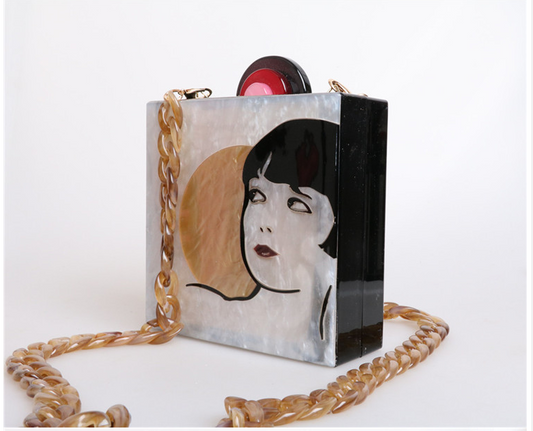 Bolso Vintage Cosido a Mano - Cartera Acrílica Cuadrada Pequeña para Eventos - Image 2