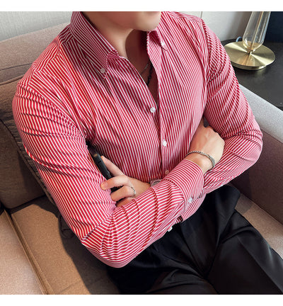 Camisa Manga Larga a Rayas para Hombre Otoño Invierno - Image 11