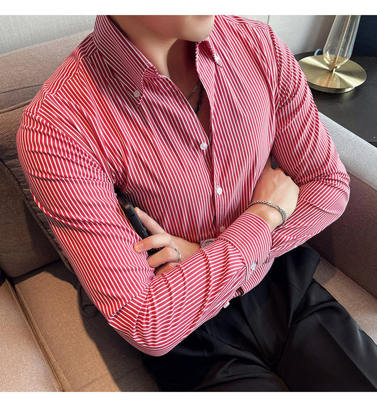 Camisa Manga Larga a Rayas para Hombre Otoño Invierno - Image 11