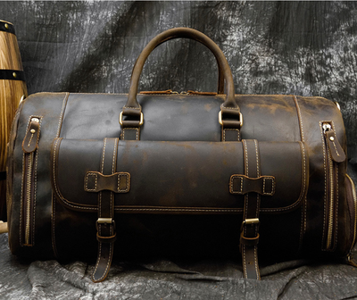Bolsa de Viaje Retro Crazy Horse en Cuero para Hombre - Image 4