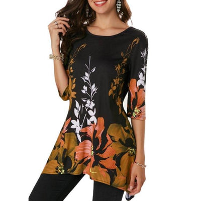 Playera Casual con Estampado Floral de Manga Media - Image 15