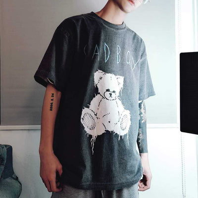 Camiseta Hombre Estampado Oso Vintage Desgastado - Image 3