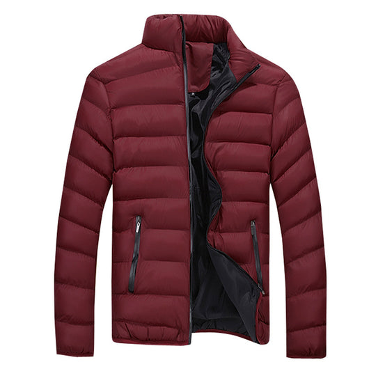 Abrigo de invierno acolchado con cuello de pie para hombre - Image 11