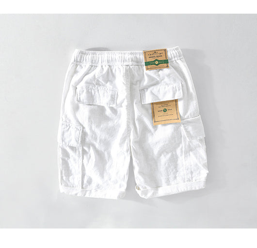 Shorts de Lino Casual para Hombre con Bolsillos y Cordón - Image 11