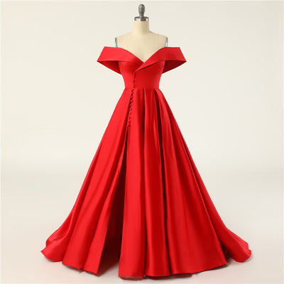 Vestido de Satén Elegante Cintura Alta Escote Frío y Abertura Profunda - Image 6