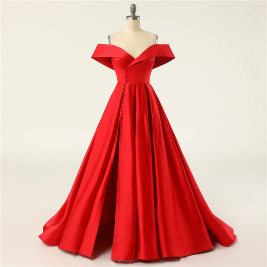 Vestido de Satén Elegante Cintura Alta Escote Frío y Abertura Profunda - Image 6