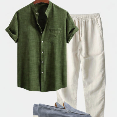 Camisa Slim Fit de Cuello Alto con Impresión Digital 3D para Hombre - Image 24