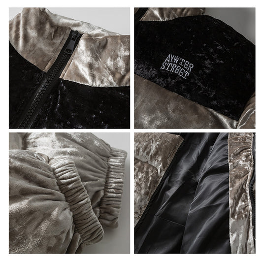 Chaqueta de Algodón Suelta con Cuello Contrastado y Terciopelo Grueso - Image 7
