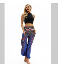 Pantalones Harem Estampados Digitales con Cintura Elástica Suelta - Image 30