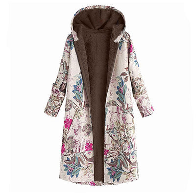 Abrigo Polar Estampado con Capucha y Cierre para Mujer - Image 6