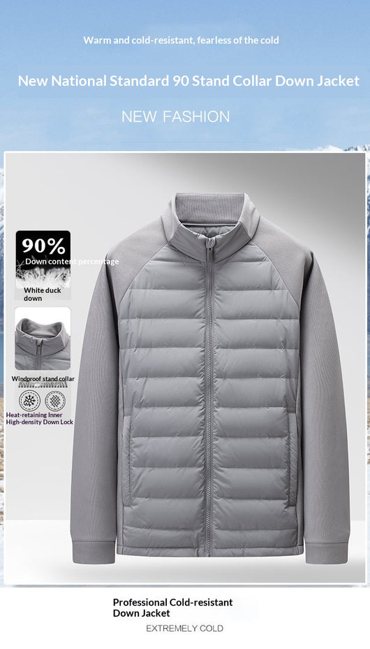 Chaqueta Acolchada de Plumón Ligera y Cálida con Cuello Alzado y Parches - Image 17