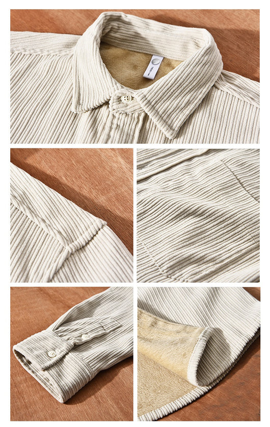 Camisa Acolchada de Terciopelo para Hombre - Suéter Holgado y Cálido - Image 13