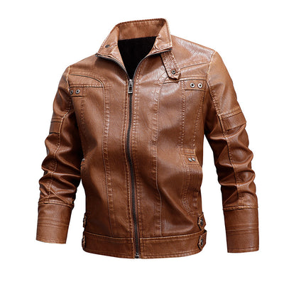 Abrigo de Cuero Suelto con Solapas para Hombre - Image 8
