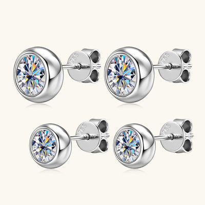 Aretes de Moissanita Redonda Burbuja Pareja Plata S925 - Image 14