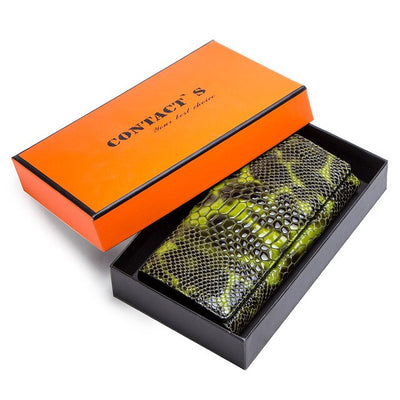 Billetera de Lujo Pochette Mujer Cuero Genuino Patrón Serpiente Cartera Larga - Image 7