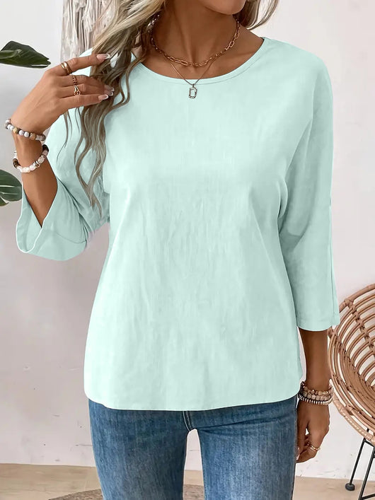 Blusa Casual de Cuello Redondo Diseño Elegante y Minimalista para Mujer - Image 9
