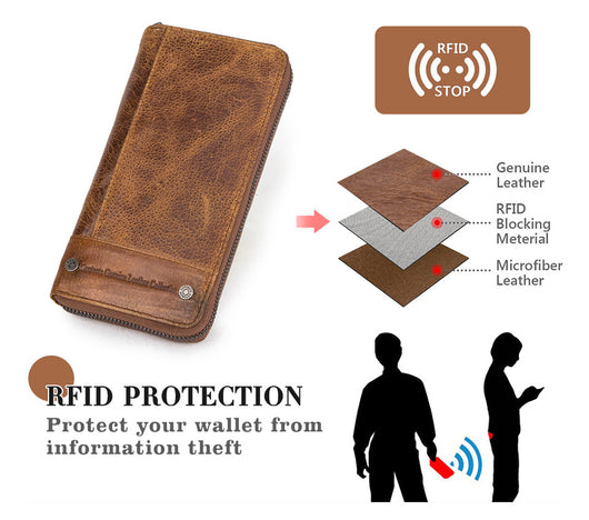 Cartera de Cuero Genuino con Protección Anti-fraude para Hombre - Image 21