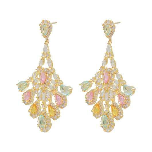 Aretes de Plata S925 con Circonitas Multicolores Incrustadas a Mano - Image 2