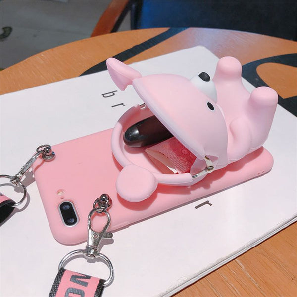 Funda Monedero Teléfono Osito Adorable