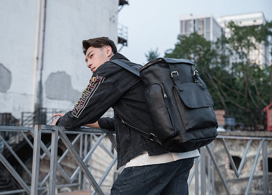 Mochila de Cuero Genuino Estilo Británico Gran Capacidad para Hombre Retro - Image 6