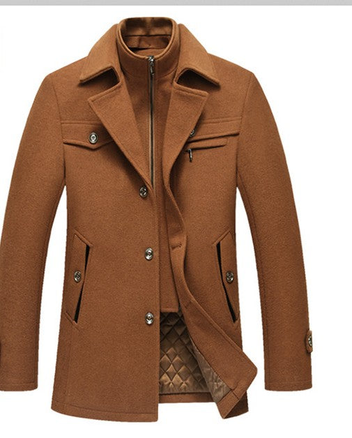 Abrigo de Lana para Hombre Invierno Slim Fit Cuello Desmontable - Image 4