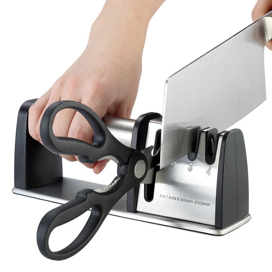 Afilador de Cuchillos 4 en 1 con 3 Etapas - Máquina de Afilado Profesional para Cocina