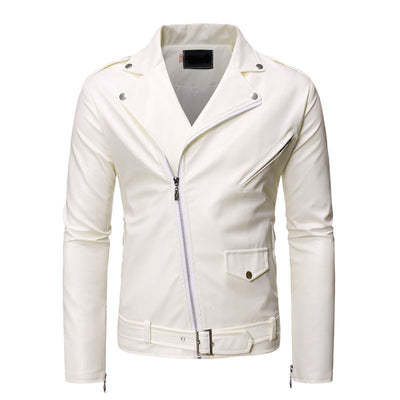 Chaqueta de Cuero Slim con Cremallera Diagonal y Solapa - Image 7