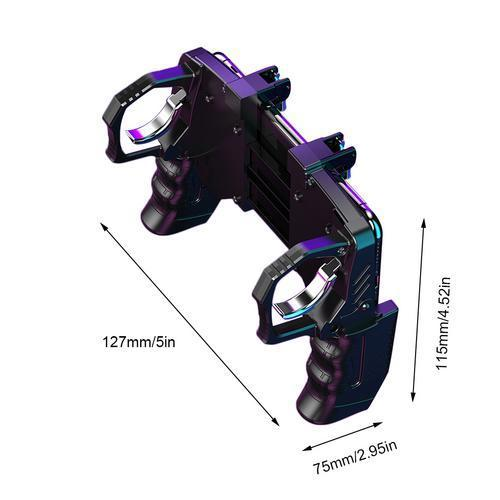 Black multi-function gamepad for smartphones with ergonomic grips, metallic triggers, and a phone holder. - Image 6