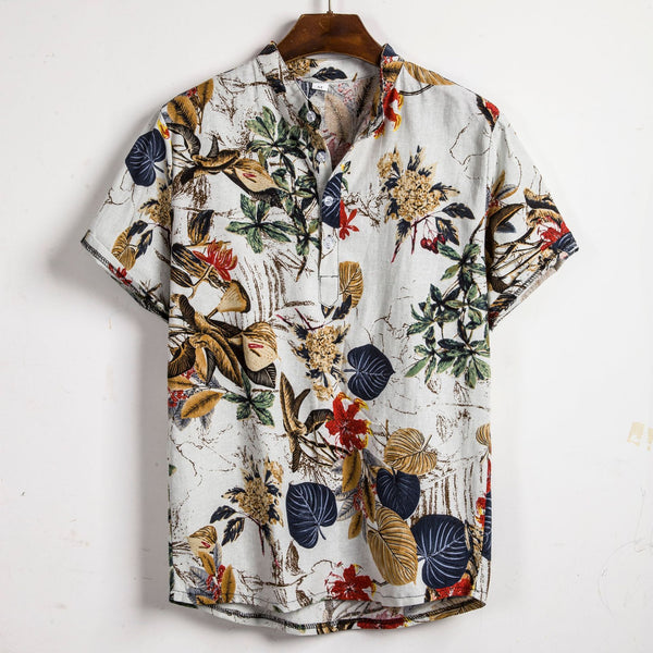 Camisa Slim Hombre con Contraste de Color e Impresión Gráfica