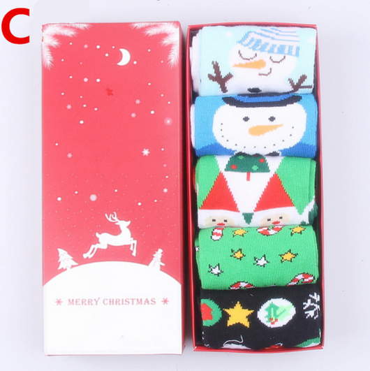 Calcetines Navideños en Caja - Diseño Reno, Abuelo y Copo de Nieve - Image 13